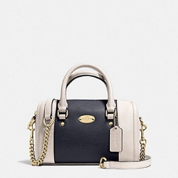 New Coach Mini Bennett Midnight & White Crossbody Bag Satchel Purse